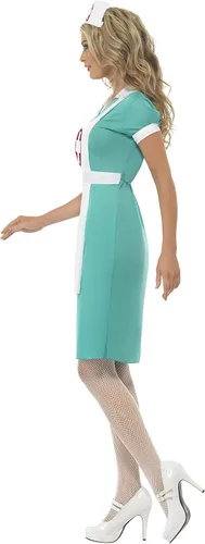 Vista 2 de Smiffys Disfraz de enfermera para mujer, vestido, delantal y tocado