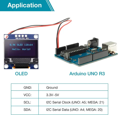 Vista 5 de Frienda Módulo de pantalla OLED I2C Controlador de pantalla OLED IIC I2C Tabellone Seriale con pantalla Auto-Luminoso Compatible con Azul