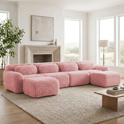Vista 140 de Sofás seccional modular de 80" sin huesos modernos para sala de estar, juego de sofás comprimidos de 2 plazas con asiento profundo, sin necesidad