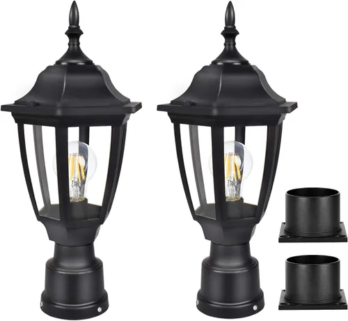 Vista 10 de FUDESY Luces de poste para exteriores, lámpara exterior eléctrica con base de montaje en muelle, bombilla LED incluida, materiales plásticos Bronce