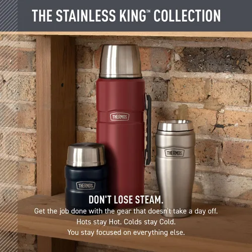 Vista 6 de Botella inoxidable para bebidas de 68 onzas líquidas, modelo King, de la marca Thermos, Acero inoxidable