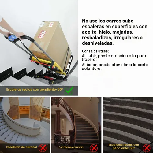 Vista 6 de Carretilla eléctrica para subir escaleras con 3 velocidades ajustables y capacidad de carga máxima de 440 libras, carrito plegable para subir
