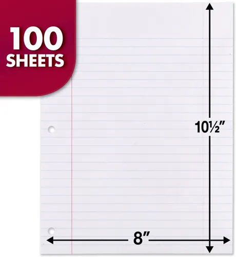 Vista 2 de Mead Papel de hojas sueltas, paquete de 3, papel para cuaderno, papel de relleno de rayas anchas, reforzado, 8 x 10.5, 100 hojas por paquete (38038)