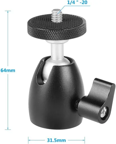 Vista 2 de Mini cabeza de bola con tornillo de 1/4 pulgadas para trípode monopie soporte de luz