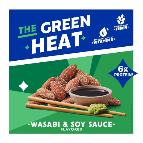 Vista 5 de Blue Diamond Almendras saborizadas con wasabi y salsa de soja, bolsa resellable de 16 onzas, paquete de 1