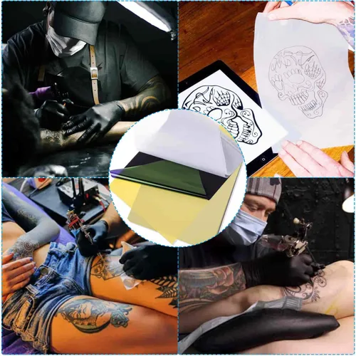 Vista 5 de Papel de Transferencia de Tatuajes, Cridoz 35 Hojas de Papel de Plantilla de Transferencia para Tatuajes, Tamaño A4 Azul