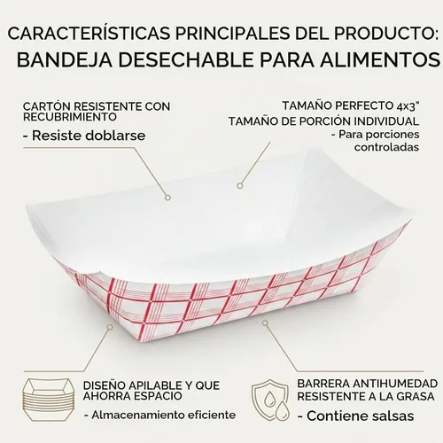 Vista 5 de Angel's Peel Lounge Bandeja de papel desechable para alimentos, bandejas para perros calientes, bandejas para nachos, botes de comida de papel