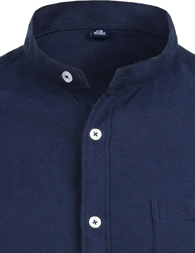 Vista 3 de ZEROYAAMensHipsterMandarinCollarLongSleeveButtonUpOxfordShirtswithChestPocket