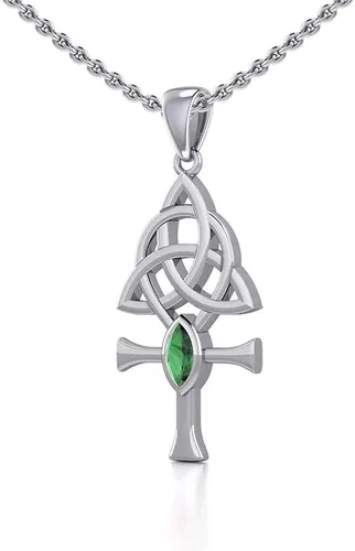 Vista 3 de Triquetra Ankh - Colgante de plata con piedras preciosas TPD5660