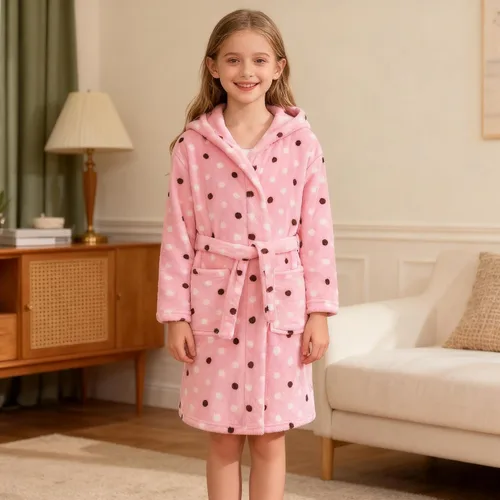 Vista 38 de E.W Apparel Bata de baño de forro polar con capucha para niños, bata suave y mullida para niños pequeños