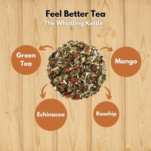 Vista 3 de The Whistling Kettle Feel Better Tea - Echinacea Saúco Rosa Mosquetas Sage Té Verde Premium Té de Hierbas