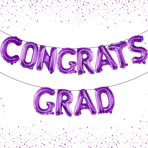Vista 10 de Decoraciones de graduación 2026 Globos negros de graduación de felicitaciones – 16 pulgadas Cartel negro de felicitaciones graduadas Cartel