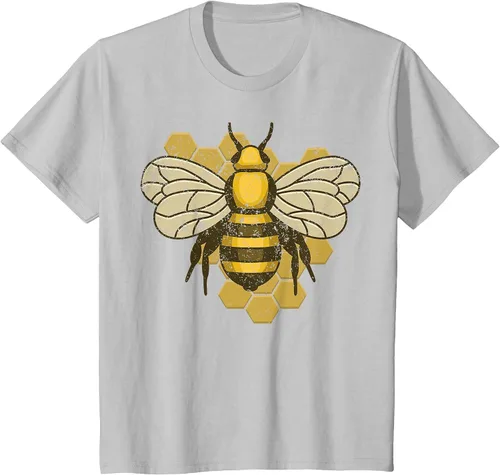 Vista 17 de Retro Beekeeper Beekeeper Honey Bumblebee Vintage Saves Bees T-Shirt Asphalt Grey