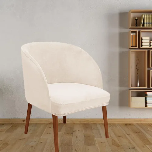 Vista 2 de Juego de 2 fundas de terciopelo elástico para sillas de comedor, con respaldo curvo moderno, protector de silla para sala de estar, dormitorio, Beige
