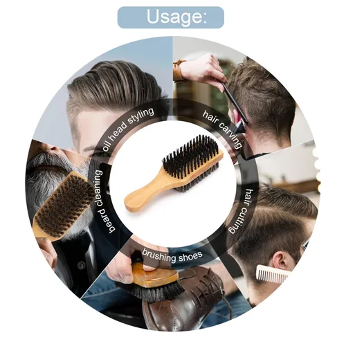Vista 4 de Cepillo de barba de madera para bigote,Cepillo de barba de doble cara,Cepillo profesional para barba Brochas de afeitadoAccesorios de afeitado