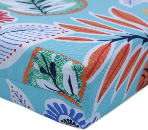 Vista 4 de Pillow Perfect Cojín para tumbona con respaldo sólido para interiores y exteriores, con lazos de fibra de felpa, resistente a la intemperie y a