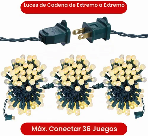 Vista 6 de Luces de Cadena con Globos, 70 Luces LED de Bolas Mixtas Enchufables con Certificación UL, Luces de Árbol de Navidad de 19 Pies, Luces de Hadas