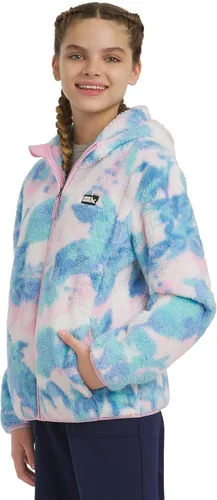 Vista 21 de Eddie Bauer Chaqueta con capucha de sherpa de imitación de pelo alto Quest para niñas Verde azulado