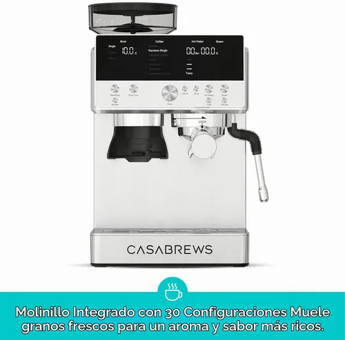 Vista 3 de CASABREWS MARENZA Máquina de café expreso con molinillo integrado y varita