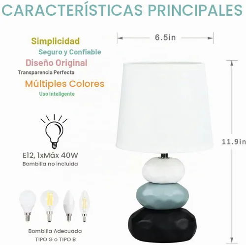 Vista 5 de BERO - Lámpara de mesa pequeña blanca para sala de estar como lámpara de mesita de noche para dormitorio, lámpara de mesa moderna de cerámica Blanco