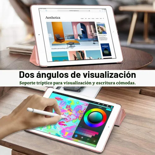Vista 5 de MoKo Funda compatible con iPad de 9ª/8ª/7ª generación de 10.2 pulgadas (2021/2020/2019), delgada y ligera funda inteligente con protector trasero