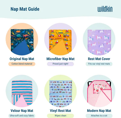 Vista 8 de Wildkin Microfiber Nap Mat for Kids 50 x 20 in all-in-one microfiber nap mat with attached blanket, removable pillow, roll-up straps and carry