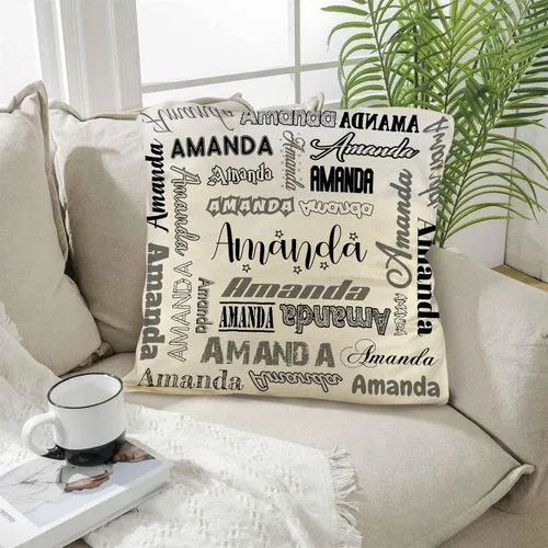 Vista 5 de Funda de almohada personalizada con nombre, fundas de almohada de lino con nombre personalizado, funda de almohada personalizada con tu nombre