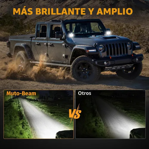 Vista 3 de Luces LED de disparo lateral, Muto-Beam, 2 piezas, 4 pulgadas, cuatro filas, luces LED para niebla, lámparas impermeables para conducción Blanco