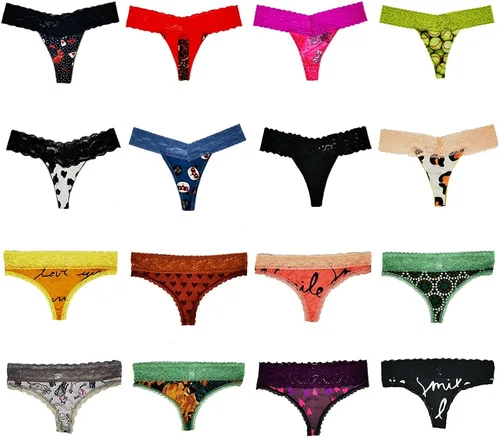 Vista 2 de Dircho Ropa interior para mujer, paquete variado de tangas con ribete de encaje, bragas hipsters y más surtidos a granel