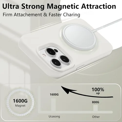 Vista 178 de Funda magnética de silicona para iPhone 13 Pro, color blanco antiguo [Compatible con Magsafe] [Forro de microfibra suave antiarañazos], funda