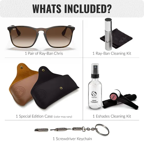 Vista 2 de Ray-Ban RB4187 CHRIS Square Shaped Sunglasses for Men & Women with Official RAYBAN Eyewear Kit