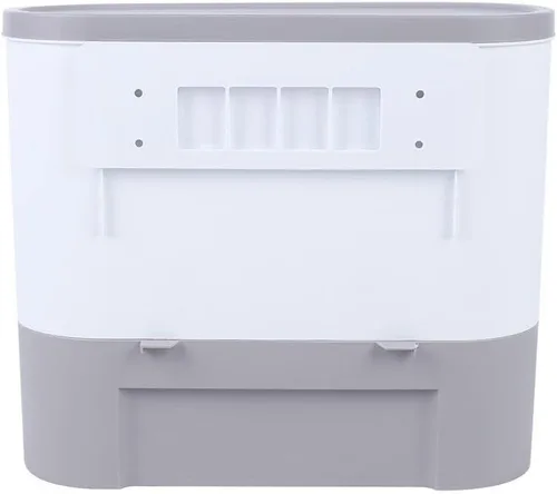 Vista 8 de Dispensador de cereales montado en la pared de 19.8 lbs, dispensador de alimentos secos de 5 rejillas, contenedor de almacenamiento de granos