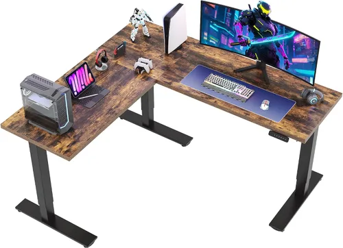 Vista 11 de SANODESK - Escritorio de pie en forma de L, altura ajustable, escritorio de esquina eléctrico, mesa de computadora ajustable de 63 x 48 pulgadas