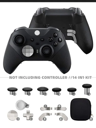 Vista 2 de 14IN1 Metal Alloy Thumbsticks Trigger D-Pads Button Set for XBOX One Elite Series 2 ( model 1797 ) Controller - Sliver