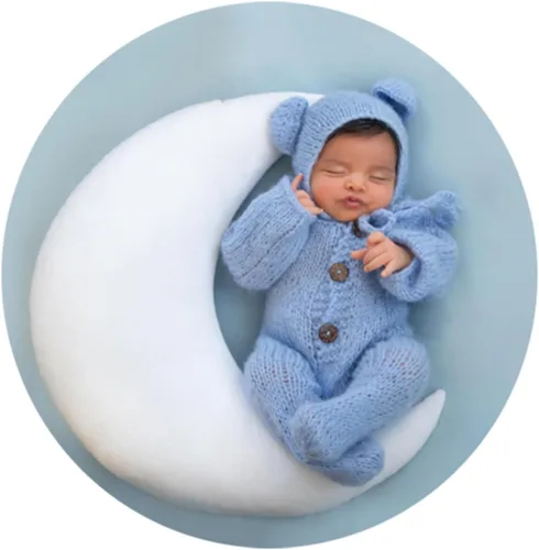 Vista 7 de 2 piezas de accesorios de fotografía para recién nacidos, trajes de fotos para niños, sesiones de fotos de bebé, disfraz de niña con sombrero de oso