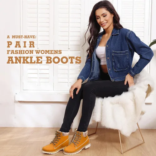 Vista 2 de Kkyc Botas de senderismo para mujer antideslizantes botas casuales.