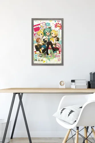Vista 6 de Hatsune Miku - Póster de pared Hey de 22.4 pulgadas de largo x 14.7 pulgadas de ancho, versión enmarcada de madera de granero