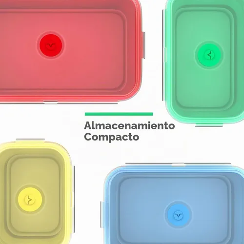Vista 6 de Vremi - Recipientes de silicona para almacenamiento de alimentos con tapas de plástico herméticas sin BPA