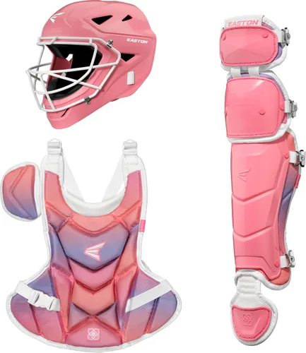 Vista 12 de Easton Jen Schro My Very First Youth Softball Catcher’s Set Helmet, Leg Guards & Chest Protector Included