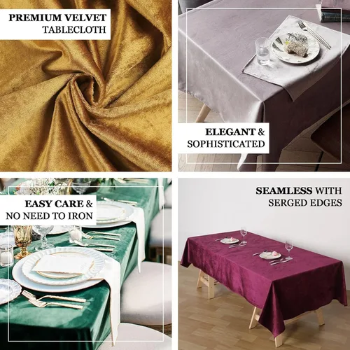 Vista 4 de Efavormart - Mantel rectangular de terciopelo negro prémium de 60 x 102 pulgadas para eventos de fiesta de boda
