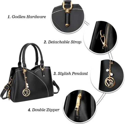 Vista 4 de KKXIU Monederos y bolsos de mano con triple compartimento para mujer, bolso de mano con asa superior
