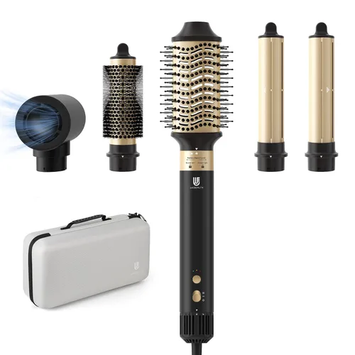 Vista 8 de Estilizador de aire caliente, cepillo secador de pelo con iones negativos, rizadores de cabello con enrollado automático y flujo de aire, moldeador