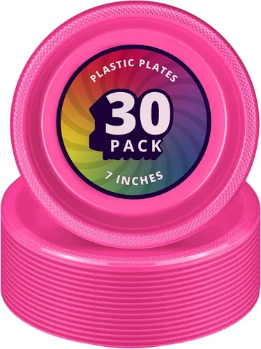 Vista 8 de DecorRack 30 platos de plástico pequeños, resistentes de 7 pulgadas desechables, color negro