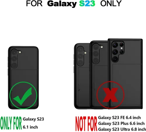 Vista 7 de Nvollnoe Funda para Samsung S23 con tarjetero 5G de 6.1 pulgadas, delgada, de doble capa, resistente, protector para Galaxy S23, funda con ranura