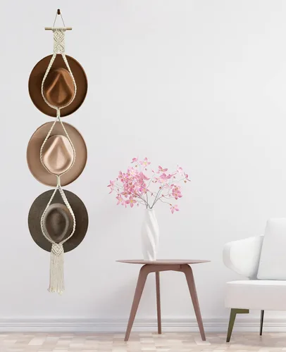 Vista 7 de Percheros para Sombreros Colgadores de Sombreros para Pared, Organizador de Sombreros Bohemio para Colgar en la Pared Exhibición de Sombreros