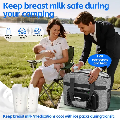 Vista 6 de Bolsa refrigeradora eléctrica portátil para automóvil de 26Q con refrigeración activa, zonas duales y 38dB silenciosa - amortiguador de temperatura