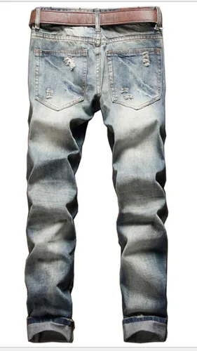 Vista 2 de Jeans rasgados de moda para hombre con parches