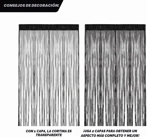 Vista 6 de Cortina de Cuerdas para Puerta, Panel de Pared con Flecos Divisor de Habitación Persiana para Ventana, Pantalla Decorativa de Borlas para Hogar