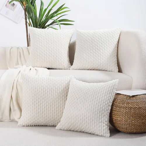 Vista 12 de VAKADO - Juego de 4 fundas de almohada decorativas negras de 16 x 16 pulgadas para sofá, pana neutra, decoración rústica de estilo granja para sala