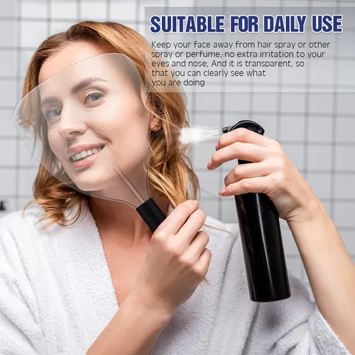 Vista 6 de Flutesan 4 máscaras protectoras de plástico reutilizables con mango de esponja para cortar el cabello, rociar, aplicación de maquillaje